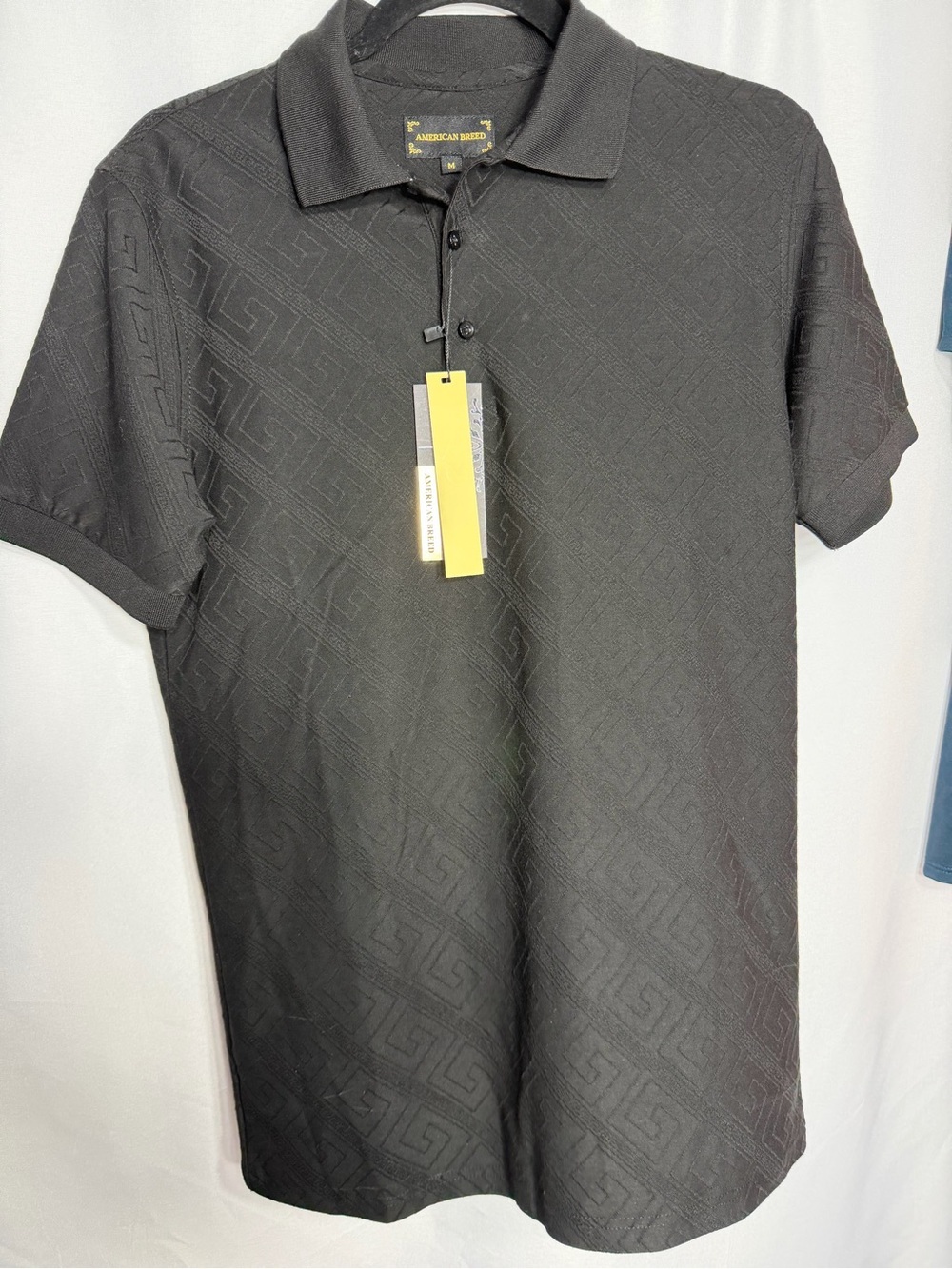 American breed Black Textured Polo Shirt - Short Sleeve size M